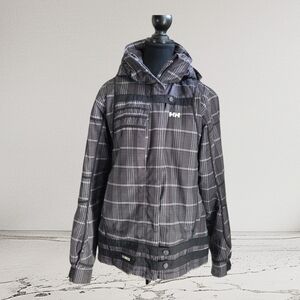 Helly Hansen Womans Gray Checkered Ski Jacket Size Med